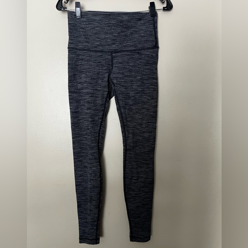 Lululemon Sz 4 Wunder Under High Rise Tight Leggings Heathered Black